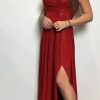 wieczorowa sukienka Anita z brokatem czerwona